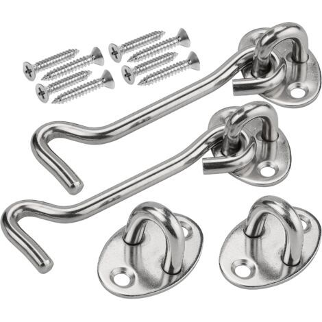 Lot 2 loquets portes robustes acier inoxydable 100 mm (1/5)