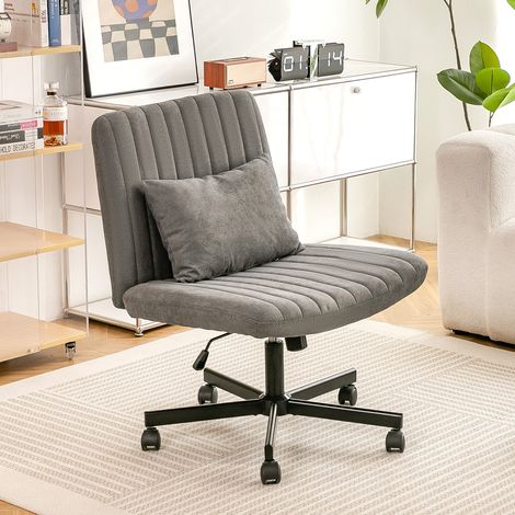 Sedia da ufficio in tessuto grigio scuro, altezza regolabile, girevole, con ruote DESVIAE (1/5)
