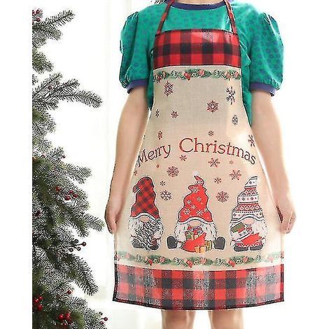 Tablier de cuisine décoré pour Noël, motif flocon de neige et renne Rudolph. (1/5)