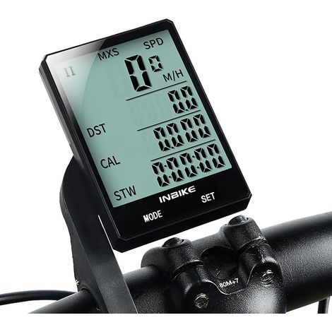 INBIKE 2,8-Zoll-Fahrradcomputer, kabellos, multifunktional, mit Regensensor, Kilometerzähler und Geschwindigkeitsmesser, Weiß