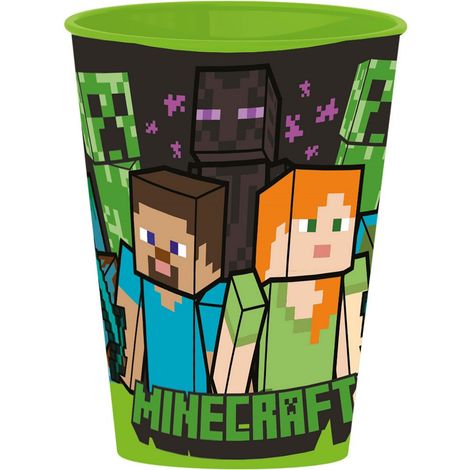 Bicchiere in plastica per Bambini con grafica di Minecraft da 260 ml, Lavabile e Riutilizzabile, non adatto al microonde