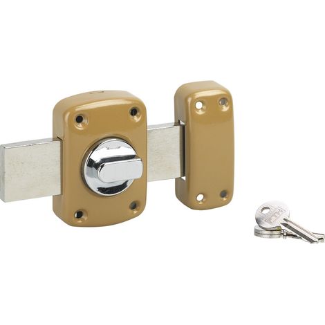 THIRARD - Verrou à bouton Corvette pour porte de garage, cylindre 30mm, pêne 160mm, acier, 3 clés, époxy bronze - THIRARD