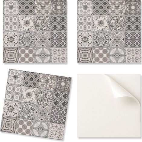 Azulejos autoadhesivos de vinilo estampados con dise帽os vintage, 20x20x20 cm.
