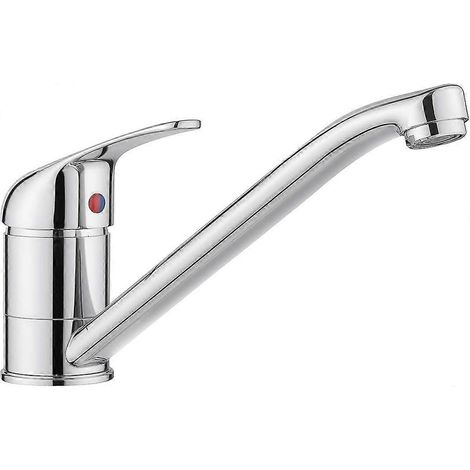 Robinet mitigeur de cuisine monobloc à levier unique - Bec pivotant à 360° avec finition chromée polie - Modèle monobloc - Convient aux éviers de caravanes et de maisons
