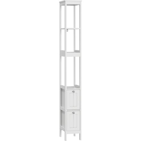 CHICFURN Colonna bagno 20 x 30 x 161 cm in MDF bianco, 2 cassetti, 3 ripiani (1/5)
