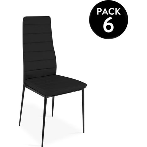 Pack 6 sillas de comedor símil piel Emi Negro 44cm (ancho) x 96cm (alto) (1/5)