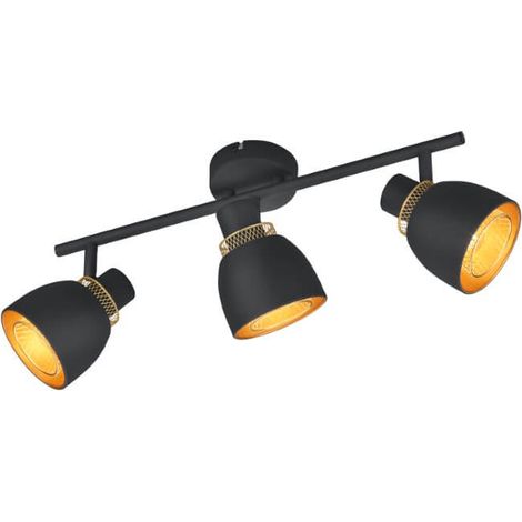 Plafonnier 3 spots orientables noir, grilles or E14 RL (1/3)