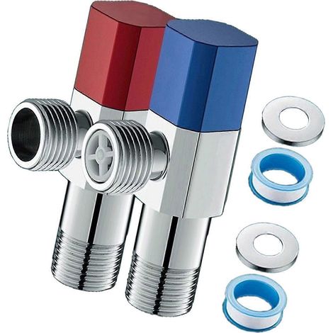 Vannes d'arrêt d'eau universelles en acier inoxydable pour eau chaude/froide, multicolores Bleu et rouge (1/5)