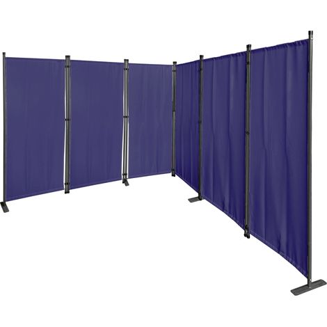 Paravent 6 Teilig 340x165cm Stoff Raumteiler Trennwand Balkon Sichtschutz Stellwand Faltbar Blau