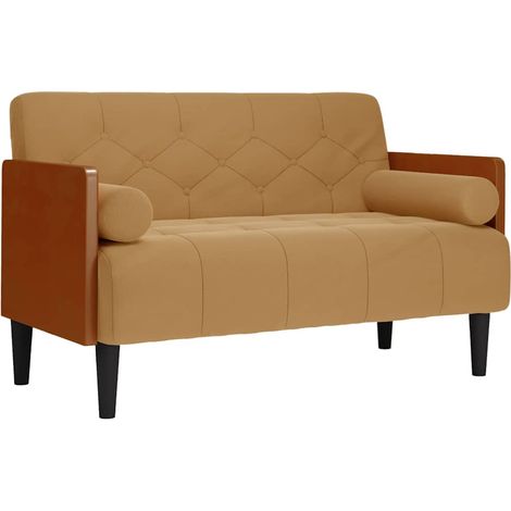 vidaXL Divano Divanetto con Cuscini Bolster Marrone 110 cm Velluto (1/5)