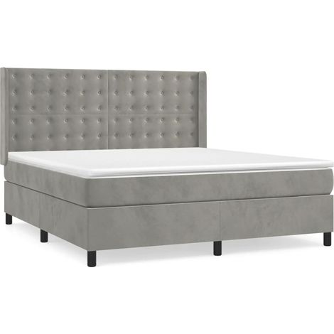 Maison Exclusive - Sommier à lattes de lit et matelas Gris clair 160x200cm Velours (1/5)