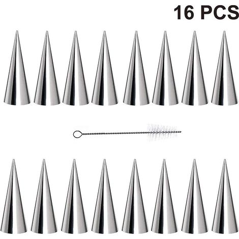 Lot de 16 moules à cornets, tubes en acier inoxydable 14 cm, surface lisse, ustensiles pâtisserie, pour cannoli croissants（Q3 : Nouveaux produits pour le mois d'août） (1/5)