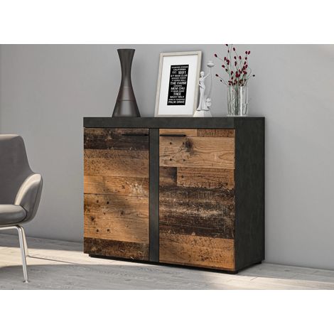 AX LIVING Schmal Kommode Spacoro 2T Eleganz Modern in Matera/Old Style