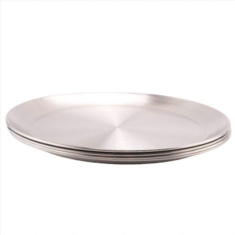 Lot de 4 12 inch acier inoxydable pizza pâtisserie plateau pour pâtisserie roasting (1/5)