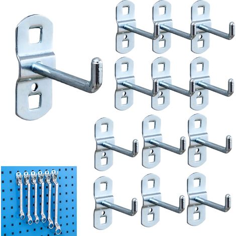 Crochets pour panneaux perforés de supermarché (lot de 12), crochets robustes de 50 mm pour trous carrés, crochets muraux pour panneaux perforés (supermarché, garage, commerce de détail) (1/5)