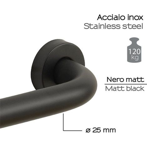 BARRA DI SICUREZZA IN ACCIAIO NERO OPACO DA 45 CM (1/2)