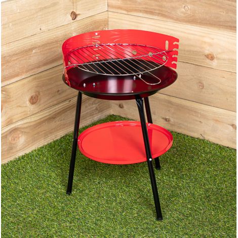 14" Round Garden Barbecue / BBQ with Wind Shield & Shelf (1/5)
