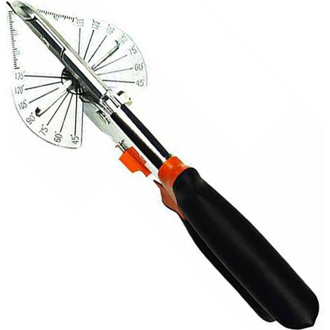 Ciseaux multi-angles 45° et 90°, haute précision, échelle transparente, outils de coupe pour bois fin et plastique, rouge et noir. (1/5)