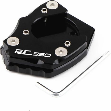 (RC390 Noir) Compatible avec DUKE125, DUKE200, DUKE390 et RC390. Béquille latérale CNC, extension de béquille, plaque de support. Augmente la puissance maximale. (1/4)