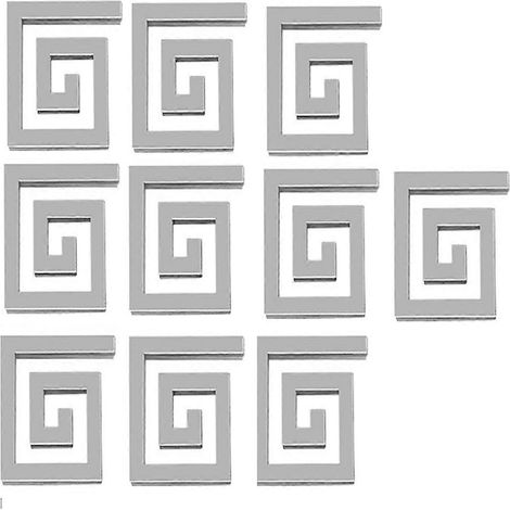 Set mit 60 selbstklebenden, geometrischen Acryl-Dekorationsspiegelaufklebern zum Selbermachen, repositionierbar und selbstklebend, für die Wanddekoration im Wohnzimmer, silberfarben. (1/5)
