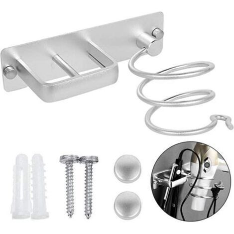 Pr Hair Dryer Holder, Hair Straightener Wall Mounted Aluminum Hair Dryer Holder Stand, with Cable Tidy for Storing Hair Dryers, Straighteners, Hair Brushes and More (1) (1/5)