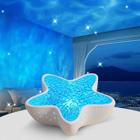Projecteur Aurore Boréale, Étoile De Mer Lampe De Projecteur Vague Ocean, Lampe À Vagues D'eau Dégradées 7 Couleurs, Pour Chambre À Coucher, Chambre D'enfant, Fête, Salle De Jeux (1/5)