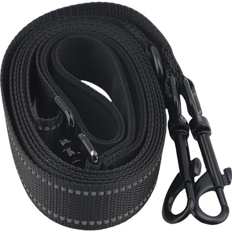 Laisse pour chien à deux points, mousqueton rotatif à 360 degrés, corde d'entraînement pour activités de plein air, noire. (1/4)