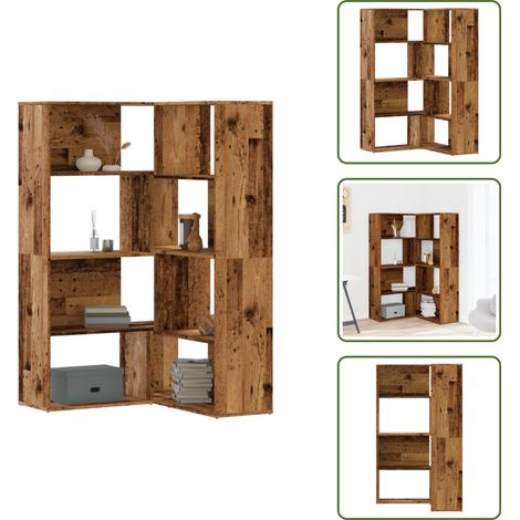 Antikholz - vidaXL Eck-Bücherregal 4 Etagen Antikholz 85x85x140 cm Holzwerkstoff - Bücherregal Eck (1/5)