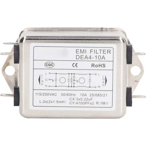 Power Line Filter Noise Suppressor EMI Power Supply Filter Noise Suppressor Audio Purifier AC Single Phase AC115v/250v 50/60hz 10a Chip Type (1/4)