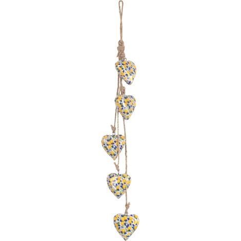 Colgante de corazones de madera con limones amarillo 52 cm (1/5)