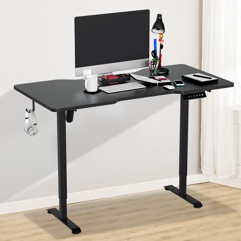 SWANEW Scrivania regolabile in altezza elettrica 140x60cm seduta e in piedi con 4 tastiere a memoria e sistema anticollisione, regolabile in altezza 70-15cm (nero) (1/5)