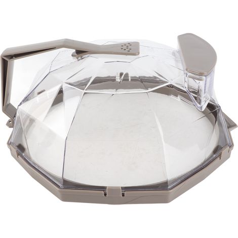 Tapa antisalpicaduras para microondas con asa extensible, ideal para cocinar alimentos de color marrón. (1/5)