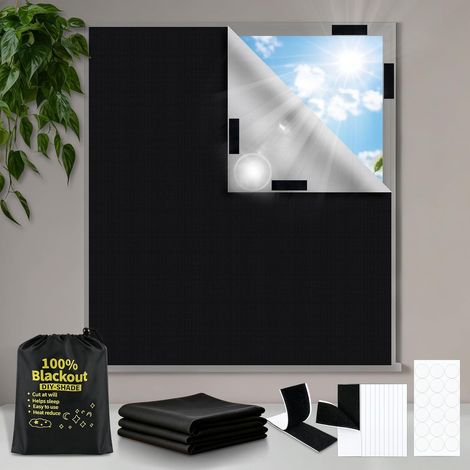Store Occultant sans Percage, 200x145cm Store Occultant Fenetre, 100% Opaque Stores Enrouleur pour Fenêtre de Toit Fenêtre Porte Coupe Libre, Store Occultant Tissu Isolation pour 8 Paires Adhésifs (1/5)