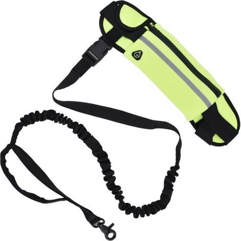 Fafeicy laisse de chien de taille de course Sac de ceinture de sport Ensemble de laisses réfléchissant élastique anti-déflagrant