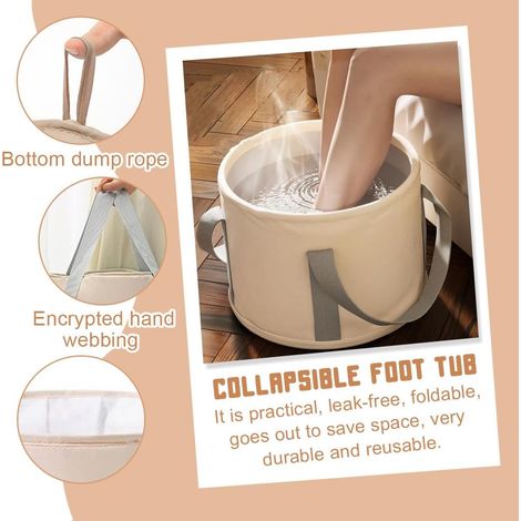 Borsa per pediluvio portatile, borsa pieghevole per pediluvio, secchio pieghevole per pediluvio con maniglia portatile, borsa versatile per pediluvio pieghevole con coperchio, vaschetta per pedicure,  (1/3)