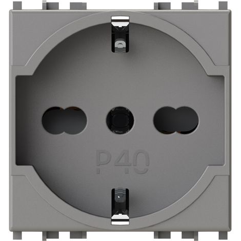 Modulo presa schuko, serie P, metal, 16A, compatibile con serie Vimar Arkè - 4Box P40 4B.V19M.P40