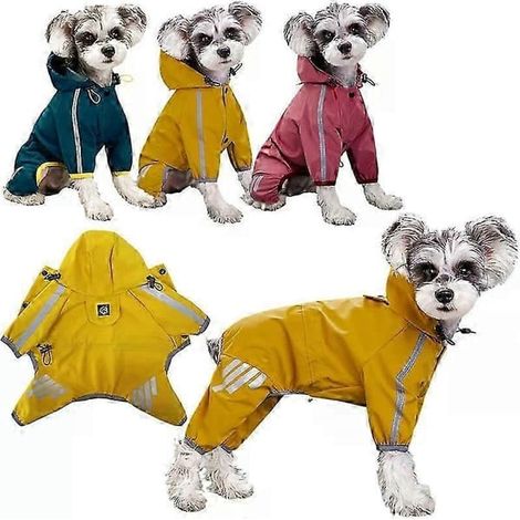 Imperméable pour chiots et chiens de petite et moyenne taille (chiots, shih tzu, chihuahuas, carlins), taille 2XL, jaune. (1/2)