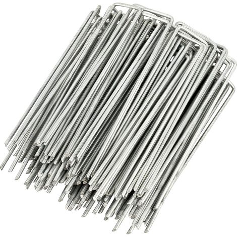 Ancrage au sol antirouille pour toiles de paillage, clous en acier galvanisé en kit pour la fixation de toiles de paillage, toiles de paillage ou bâches de camping - 150 x 40 mm - Ø 2,5 mm (1/5)