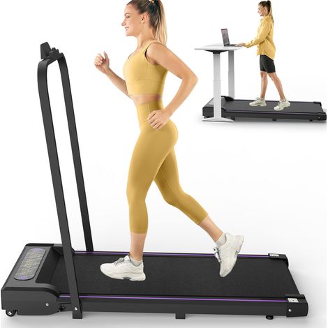 Cinta de correr plegable 1-8 km/h, walking pad para escritorio, motor 2,5 PS, negro OKMYHOME (1/5)