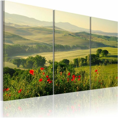 Tableau coquelicots sur les collines de toscane - 120 x 80 cm (1/3)