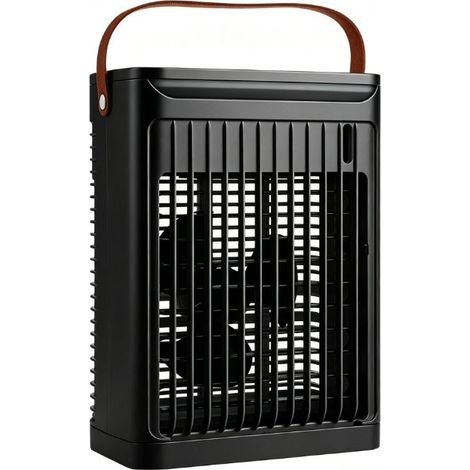 Ventilador de escritorio USB, mini enfriador de aire portátil, aire acondicionado, 5 velocidades, negro - KZQ (1/5)