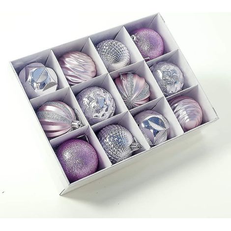 12 boules de Noël roses pour décoration de sapin de Noël (1/4)