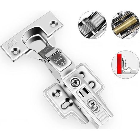 Dos bisagras desmontables de acero inoxidable con amortiguación hidráulica, integradas con bisagras automáticas de cierre suave, Color plata (1/5)