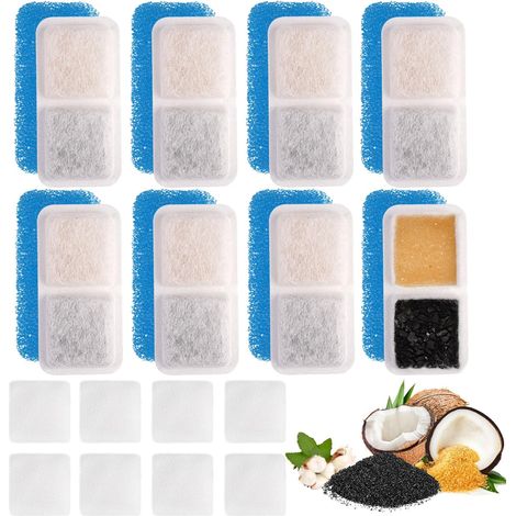 8 Pièces Filtres pour Fontaine à Chat Compatibles avec PWF-001 2L Filtres de Remplacement pour Fontaine en Acier Inoxydable avec 3 Système de Filtration, pour Chats et Chiens (1/5)