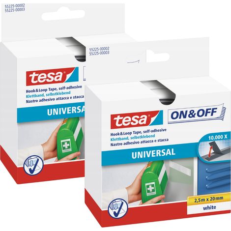 Cinta de montaje de velcro autoadhesiva TESA blanca 2,5 m x 20 mm 2 unidades
