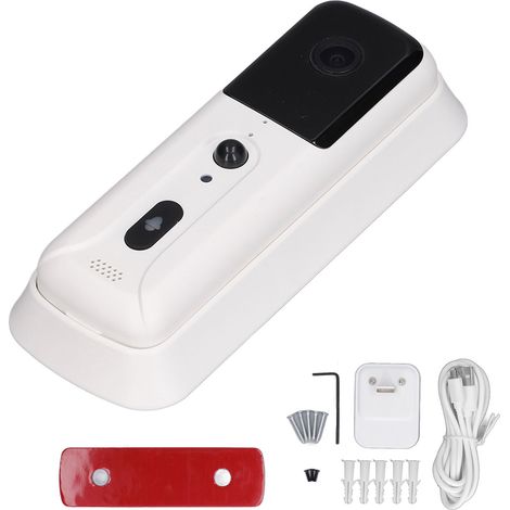 Sonnette vidéo sans fil HD 1080p 2MP, détecteur PIR intégré, angle large 145°, vision nocturne infrarouge, surveillance à distance. (1/5)