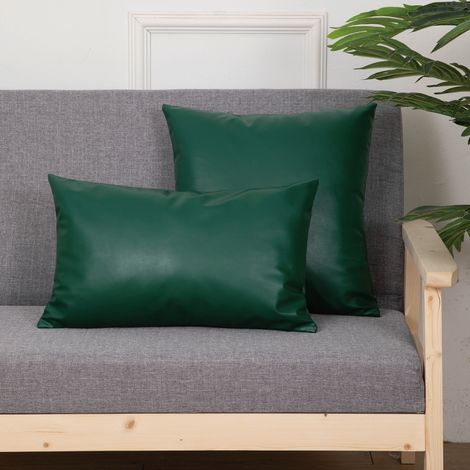 Coussin simili‑cuir vert 30×50 cm