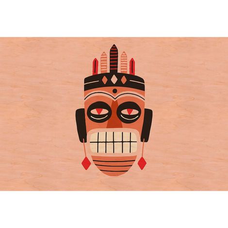 Papier peint panoramique ethnique rouge Tapisserie panoramique graphique originale Papier peint panoramique design pour chambre enfant (1/2)