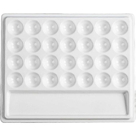 Palette de peinture aquarelle 28Wells, plateau de mélange rectangulaire en céramique imitation blanche, pour les professionnels de la peinture à l'huile (1/5)