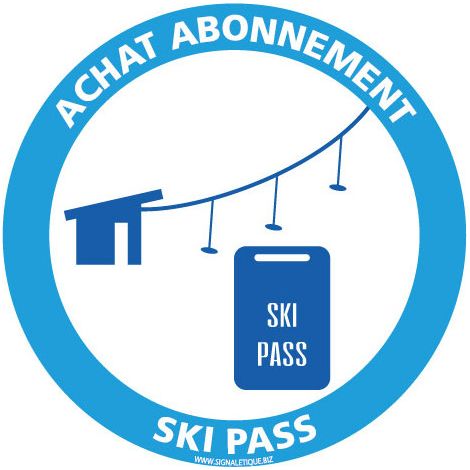 PANNEAU ACHAT D'ABONNEMENT DE SKI PASS (H0376) - Plastique PVC 1,5 mm - Diamètre 125 mm